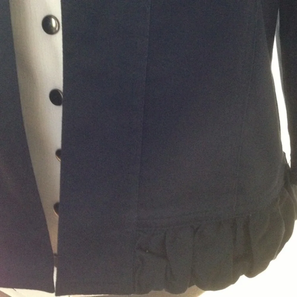 CHRISTOPHER & BANKS Navy Jacket, ruche hem. Size S